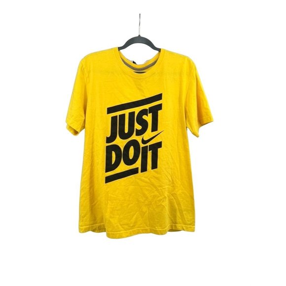 Nike Vintage Style Tee Size Large Womens Yellow Just Do It Logo - Picture 2 of 7
